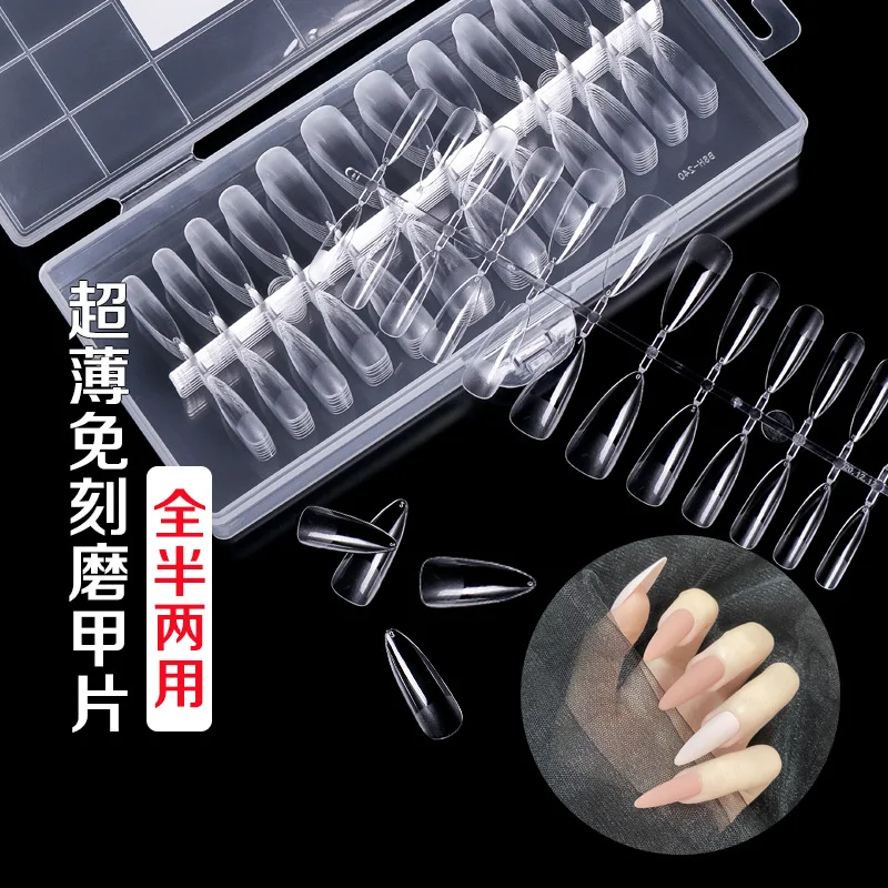 

240pcs/box ultra-thin nail, finished apparel from carved grinding non-trace transparent all post extend half nail salon