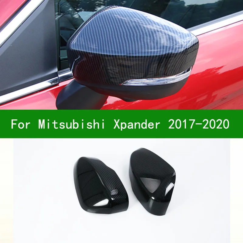 

Накладка на зеркало заднего вида для Mitsubishi Xpander 2017-2020, черные аксессуары из углеродного волокна, боковые хромированные крышки для зеркала 2019