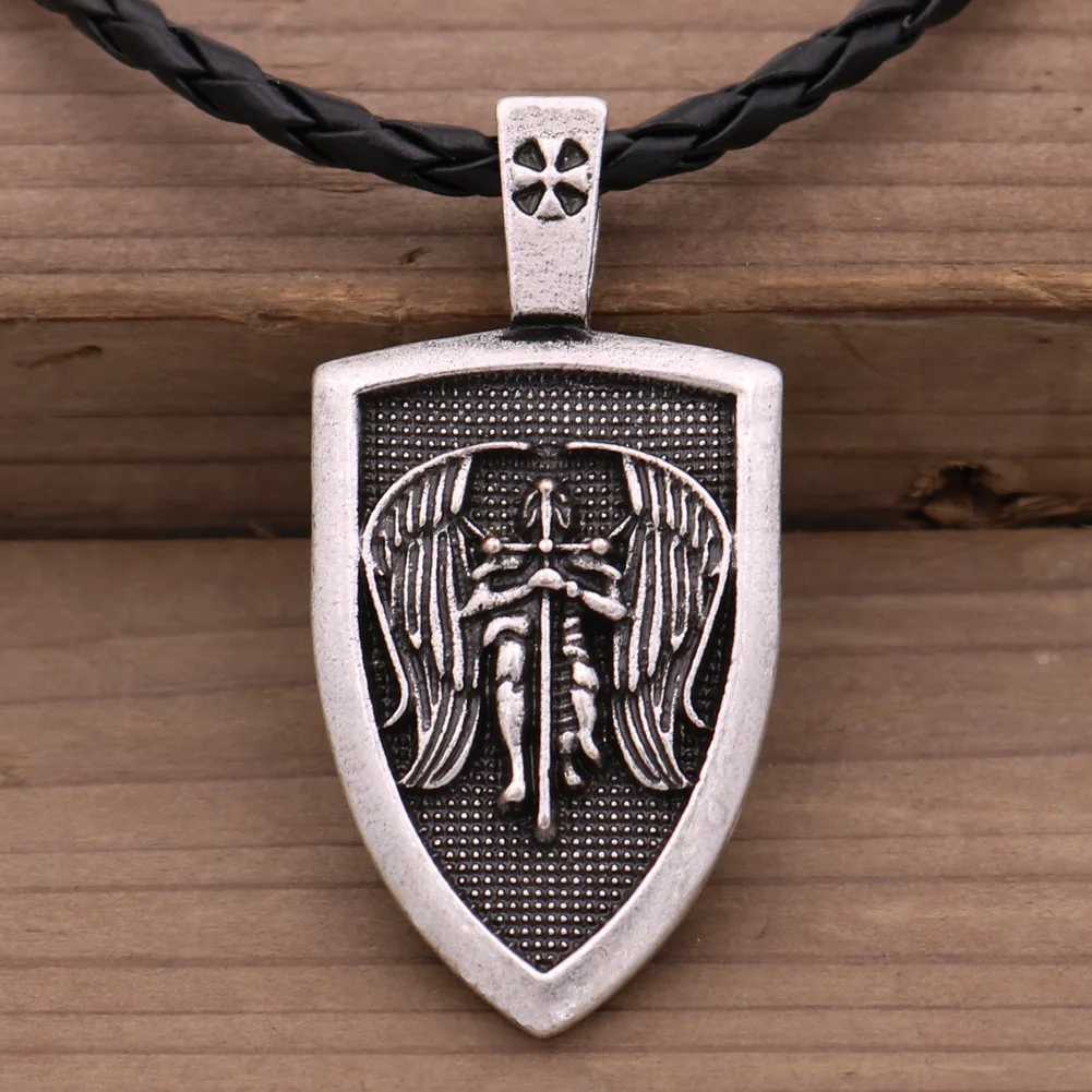 Antiquing Cross Wings Pendant Talisman Viking Men Neckalce  Archangel St.Michael Protect Pendant Angel Wings Jewelry