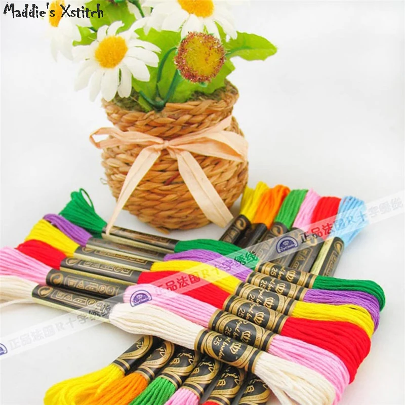 18pcs Gradient DIY Cross stich Cotton 18pcs/lot Rainbow Colorful Cross Stitch Floss Threads 8m/piece 18 Colors Royalbroderie