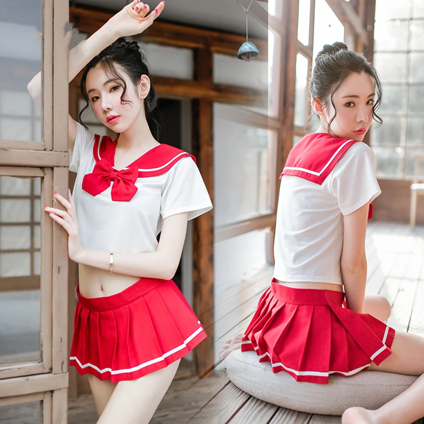 Women Japanese Sexy School Uniforms Mini Skirt High School Student JK Suit Sailor Short Tops Sexy Lingerie Cosplay Costumes