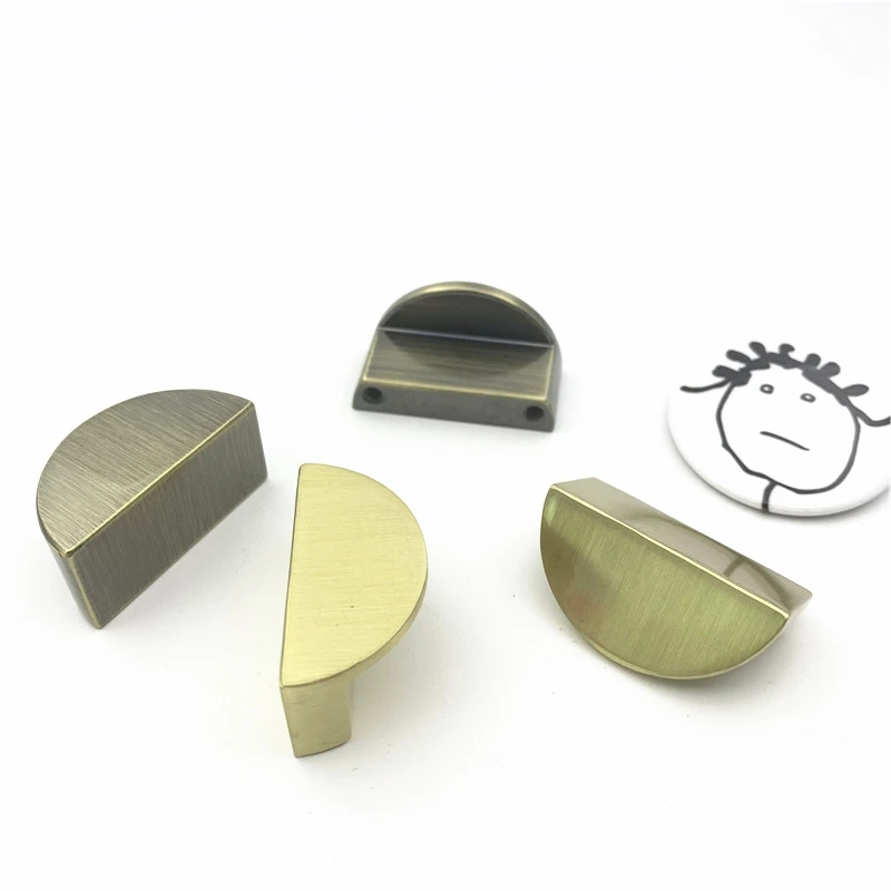 LCH 32mm Semicircular Solid Zinc Alloy Matte Black Shell Chrome Handle Cabinet Drawer Knob Door Pull Chinese Style Half Moon