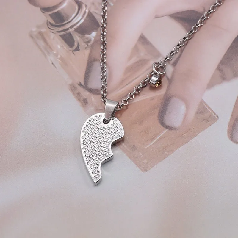 2 قطعة قلادة كبيرة SIS LIL SIS للنساء كريستال كورلور لغز القلب شقيقة القلائد المعلقات مجوهرات الأسرة الأخوات هدايا #5