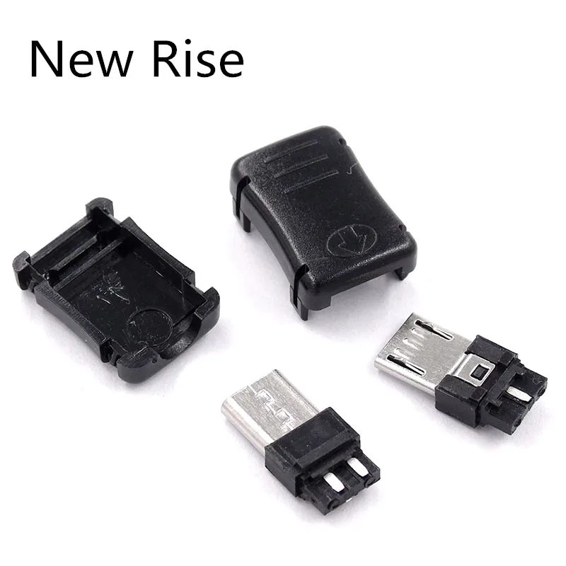 20Pcs DIY Micro USB 5P MK5 Pin T Port Male Plug Socket Connector Kit Black Plastic Cover for DIY