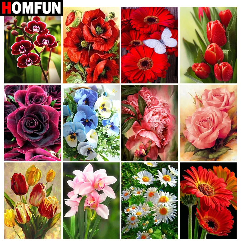 

HOMFUN Diamond Painting Full Square/Round Drill 5D DIY "Flower scenery" Daimond Embroidery Rhinestone Cross Stitch Decor