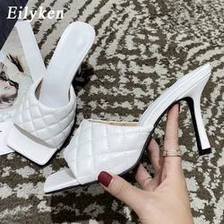 Eilyken Summer Women Mules Design Slippers Sandals Square Sole Slides High Heel 9CM Shoes Size 41 42