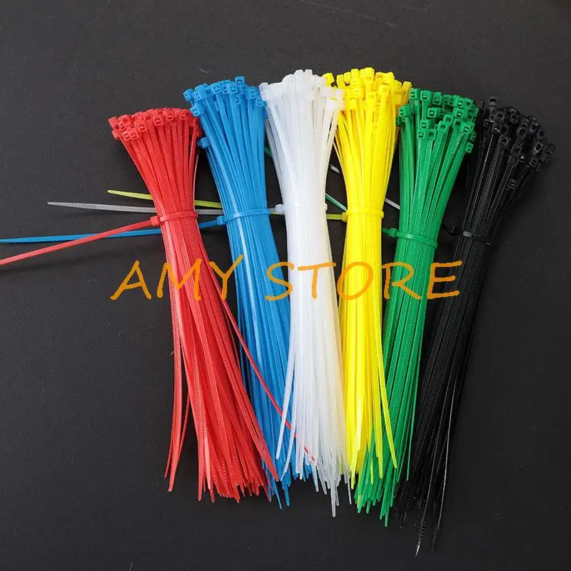 100 Stuks Vervangen 4X200Mm Kabelbinder Bundel Plastic Nylon Zelfsluitende Fastener Clip Clamp Rood Geel blauw Groen Zwart Wit