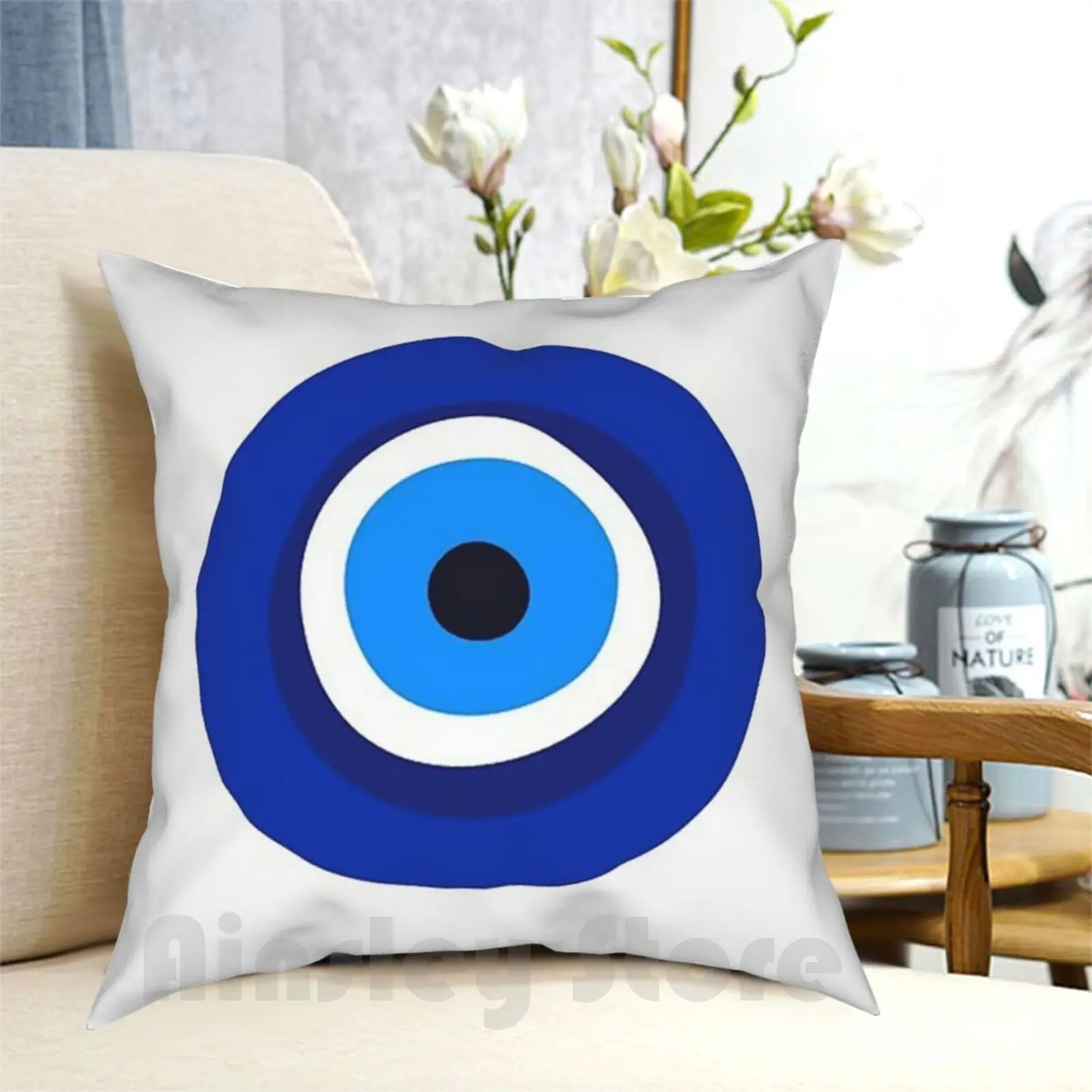 

Evil Eye Symbol Pillow Case Printed Home Soft DIY Pillow Cover Evil Eye Symbol Fashion New York Pattern London Paris France