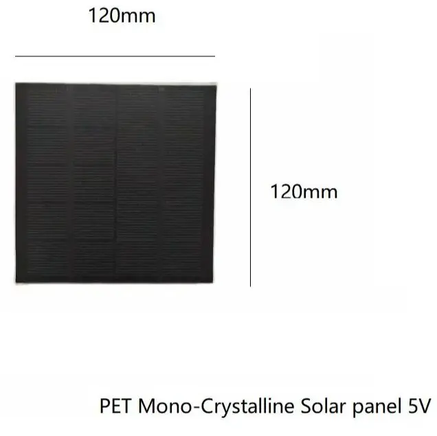 Mono krystaliczny Panel słoneczny PET 2W 5V cienki i lekki 120mm * 120mm * 2mm 5 sztuk/partia