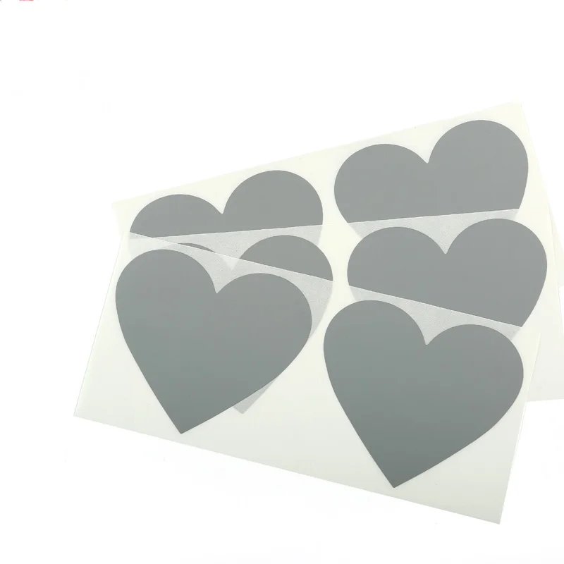 

50 Pcs Scratch Off Stickers 70*80mm Love Heart Shape Gray Color Blank for Secret Code Cover Home Game Wedding Message Stationery