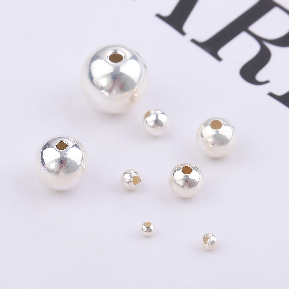 2-50pcs 925 Sterling Silver Plain Seamless Round Ball Beads Mixed Sizes for Women DIY Jewelry Making Earring Accessories