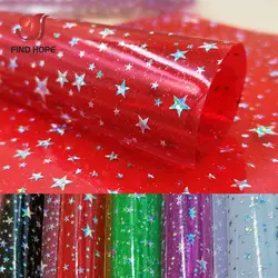 A4 iridescent Holographic Sparkle PVC Vinyl Sparkle Star Fabric Shiny Clear Transparent DIY Handmade Bow Craft Bag Sheets