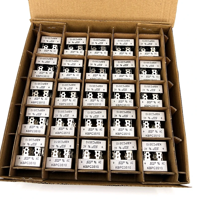 （50pcs）KBPC3510 Single Phase Silicon Bridge Rectifier Diode 35A 1000V with Copper Feet for Electronics
