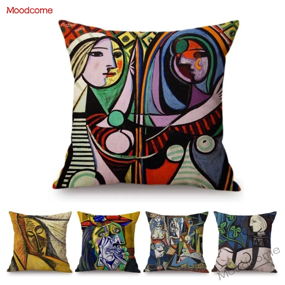 Pablo Picasso Oil Painting Modern Art Abstract Impressionism Showroom Decorative Throw Pillow Case Cotton Linen Cushion Cover