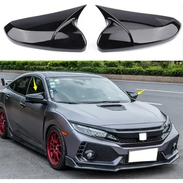 

Bat mirror cover FOR HONDA for Civic FC5 compatible Batman piano black color aksesuarı image Tuning design