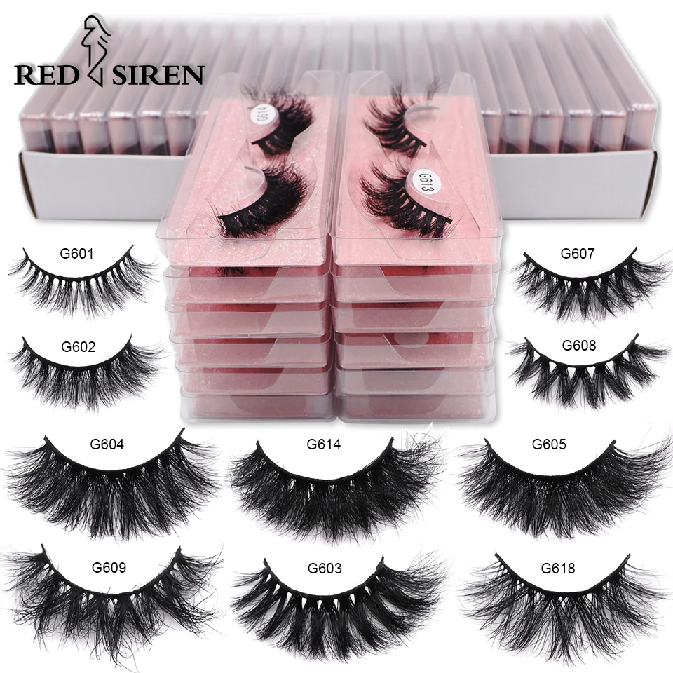 

RED SIREN Real Mink Lashes Wholesale 5-100 Pairs Soft Fluffy Natural Eyelashes Bulk Handmade Makeup Mink Eyelashes