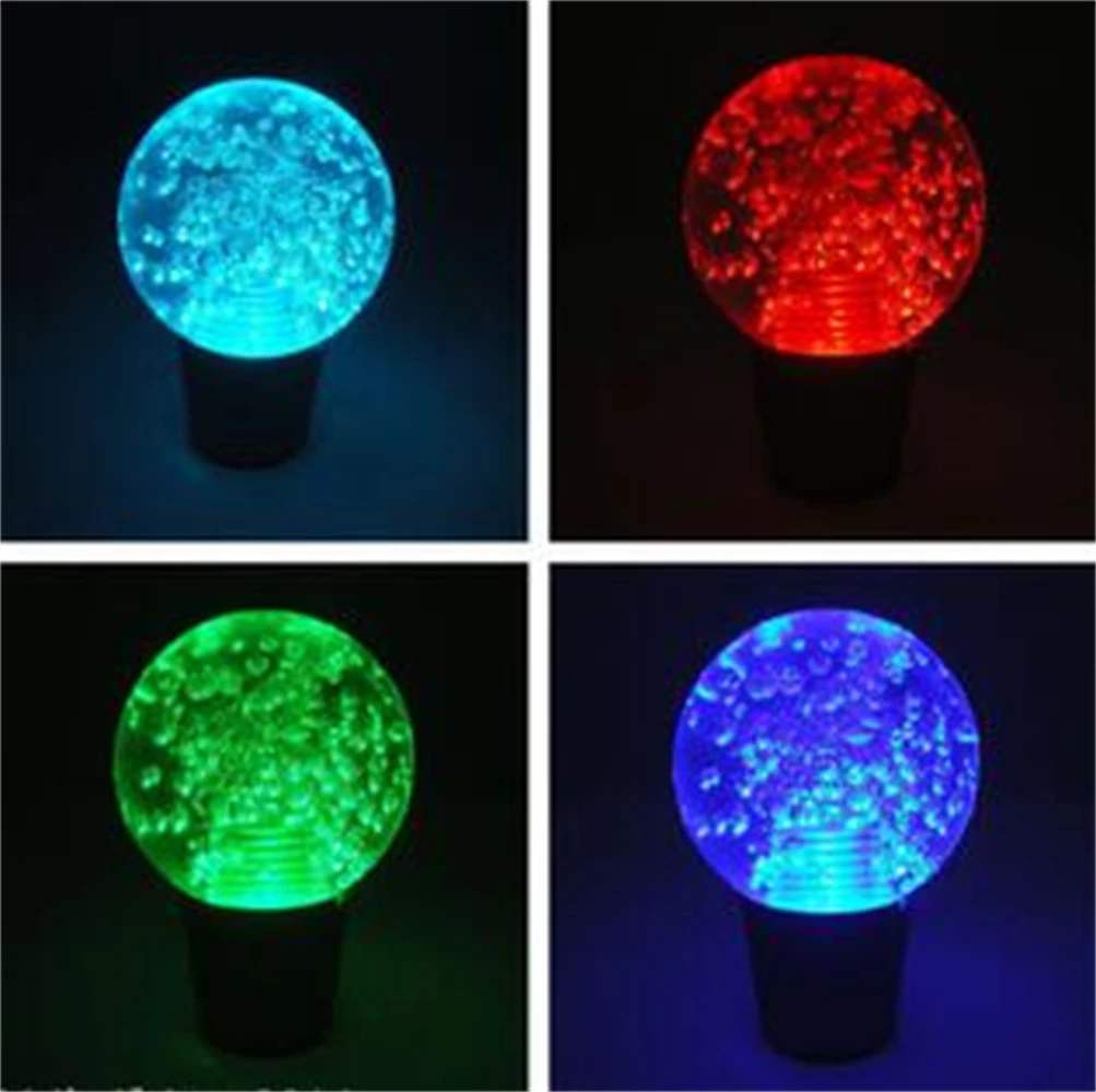 Universal Car Multicolor Colorful Crystal Bubble LED Light Round Ball Manual Car Gear Stick Shift Knob