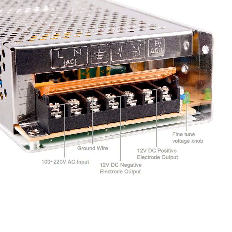 Fuente de alimentación LED conmutada, transformador de iluminación, adaptador de fuente de controlador SMPS para tiras LED CCTV 2835 5050, 24V DC 12V