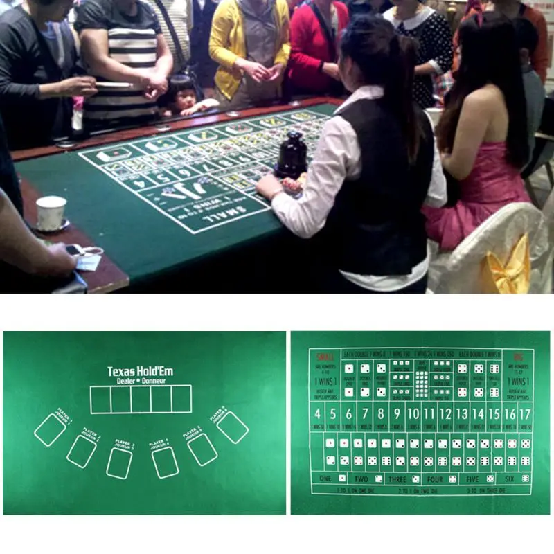OOTDTY 90x60cm TX Hold'em Tablecloth Flannel 21 Points Dice Table Mat Casino Family Party Poker Game Entertainment Toys 4