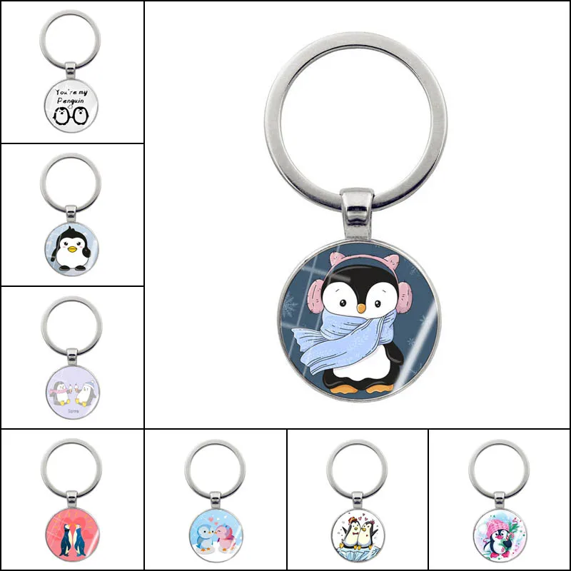 Custom Diy Penguin Keychain Cute Penguin Couple Keychain Gift Cute Backpack Key Pendant Small Ornaments Customizable Keychain