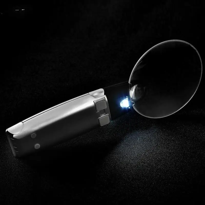 

Magnifying Glass with Led Light Acrylic Lens Old Man Reading Hd Folding Handheld Dual Use