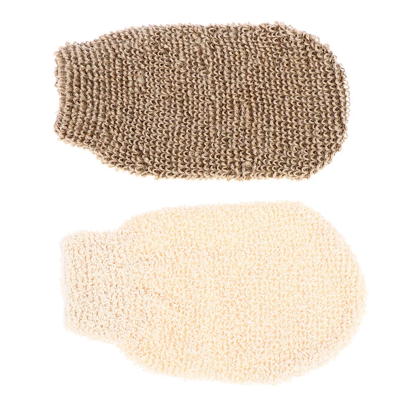 1/2Pcs Exfoliating Hemp Glove Mitt Mitten Bath Sponge Scrubber Remove Dead Skin Deep Clean & Invigorate Your Skin Double Side