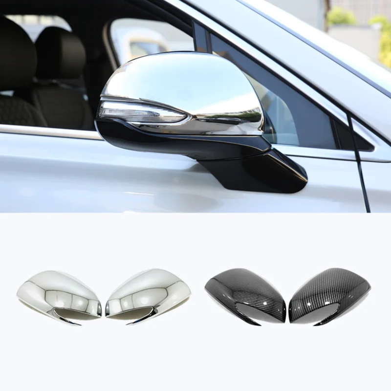 

For Hyundai Santa FE 2018 2019 2020 ABS Chrome/Carbon Fibre Car Side Door rearview Turning mirror Cover trim Accessories 2pcs