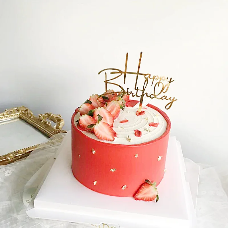 Gold Silber Alles Gute zum Geburtstag Kuchen Topper Acryl Klassische Geburtstag Cupcake Topper Dessert Dekoration für Baby Dusche Kuchen Liefert – Detail 27