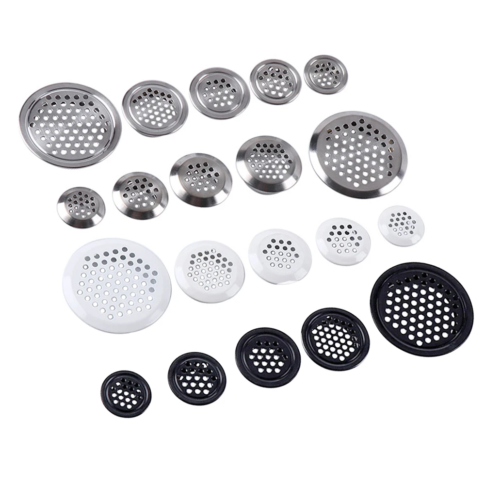 10PCS Round Air Vent Cover Wardrobe Cabinet Mesh Small Hole Protector Black White Silver Louver Ventilation Stainless Decorator