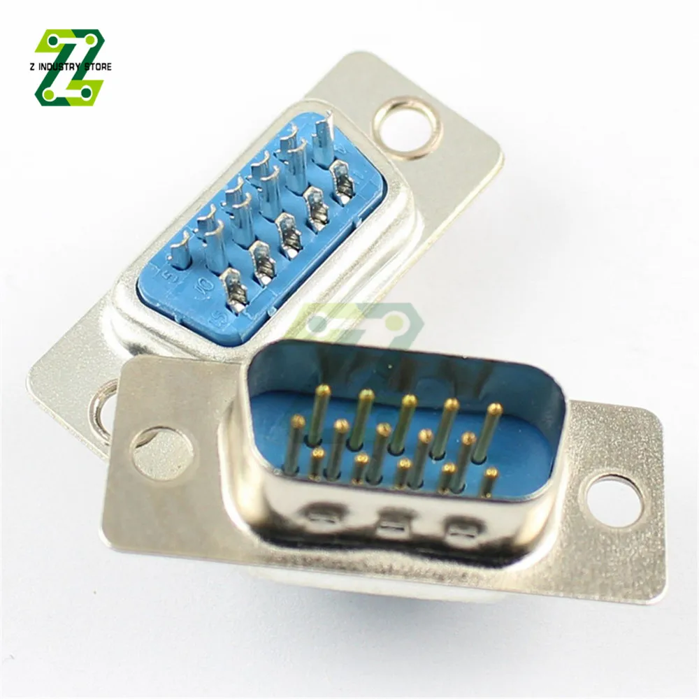 5PCS DB15 Connector VGA Socket Connector Adapter 3 Row Solder Type Male Plug Socket Converter D-SUB