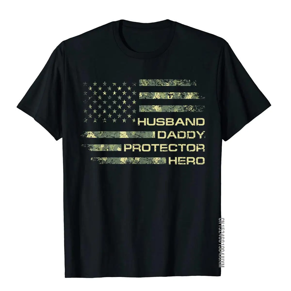 Mens Husband Daddy Protector Hero Shirt Fathers Day Flag Gift Tee T-Shirt Crazy T Shirt For Men Cotton Tops Shirts Gift Newest