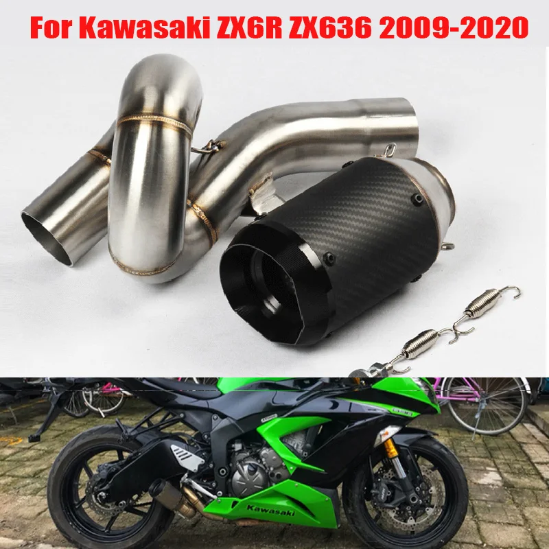 

Motorcycle Exhaust Muffler Tip Escape Mid Link Pipe Slip on Exhaust System for Kawasaki Ninja ZX6R ZX636 2009-2023