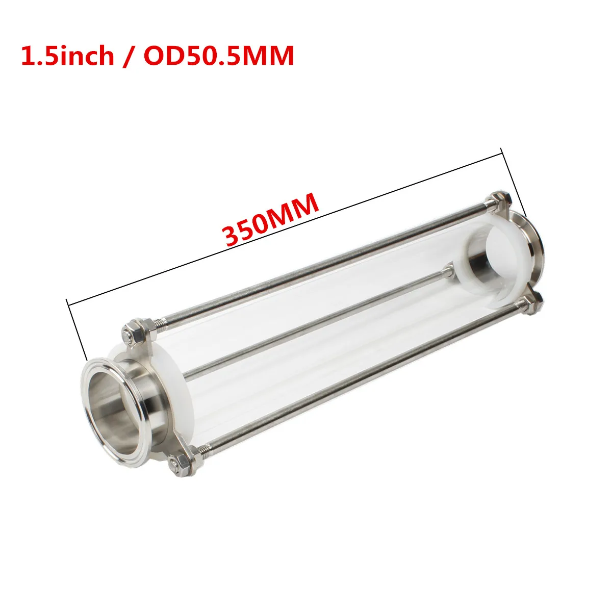 304 Stainless Steel 1.5 inches Tri Clamp Clover Sanitay Flow Sight Glass Diopter with longer size 350MM