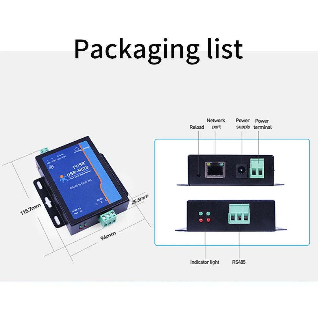 Nuova versione USR-N510 (H7-4) RS485 al convertitore di Ethernet Modbus RTU a TCP MQTT convertitore/TLS