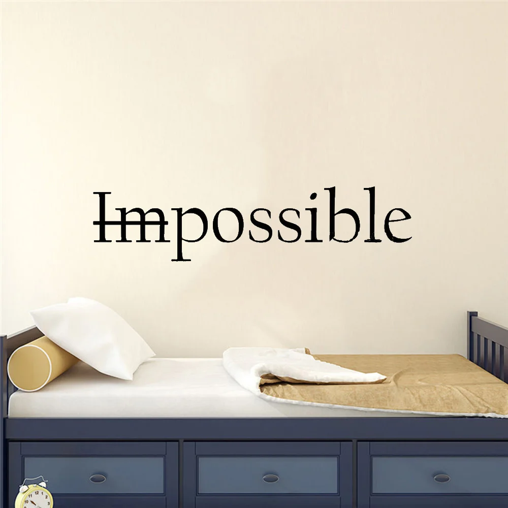 Motivation Quote Words Impossible Wall Decal Bedroom Possible Inspiring Letters Vinyl Wall Stickers Office Room Decoration