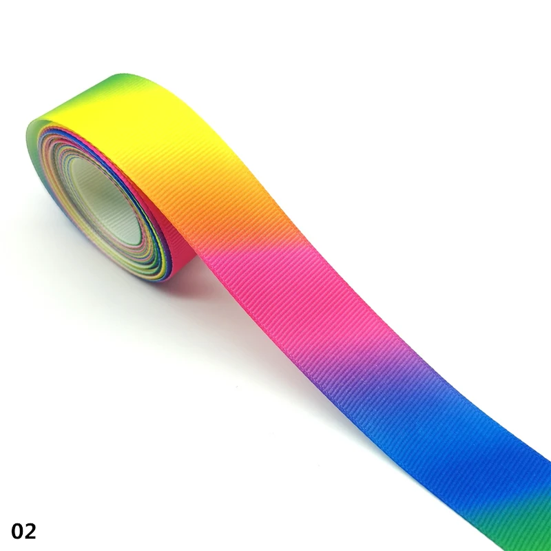 3 yards 10-75mm Gradient Rainbow Grosgrain Ribbon for Wedding Home Decor DIY Gift Wrapping Party Handmade Accessories #Ro