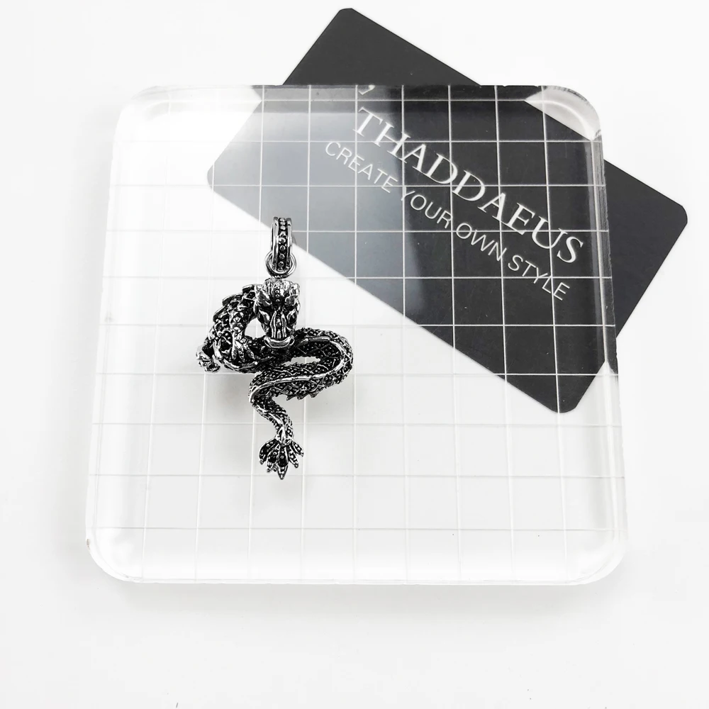 Anhänger Drache Schwarz Marke Modeschmuck Europa 925 Sterling Silber Accessoires Geschenk für Frau und Männer – Detail 3