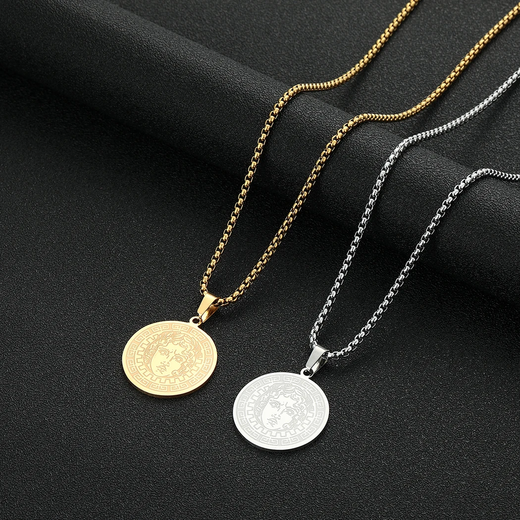 CHENGXUN Ancient Sun God Necklace Apollo the God of Sun Pendant Talisman Necklace Stainless Steel Protection Charm Jewellry Gift