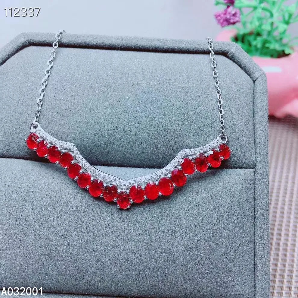 

KJJEAXCMY Fine Jewelry Natural Ruby 925 Sterling Silver Women Gemstone Pendant Necklace Chain Support Test Lovely