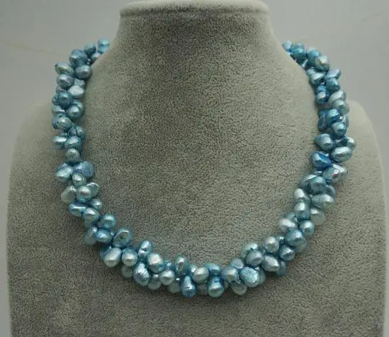 New Favorite Pearl Jewelry 7-9mm Light Blue Baroque Freshwater Pearls Necklace Birthday Love Mothers Day Fine Lady Gift