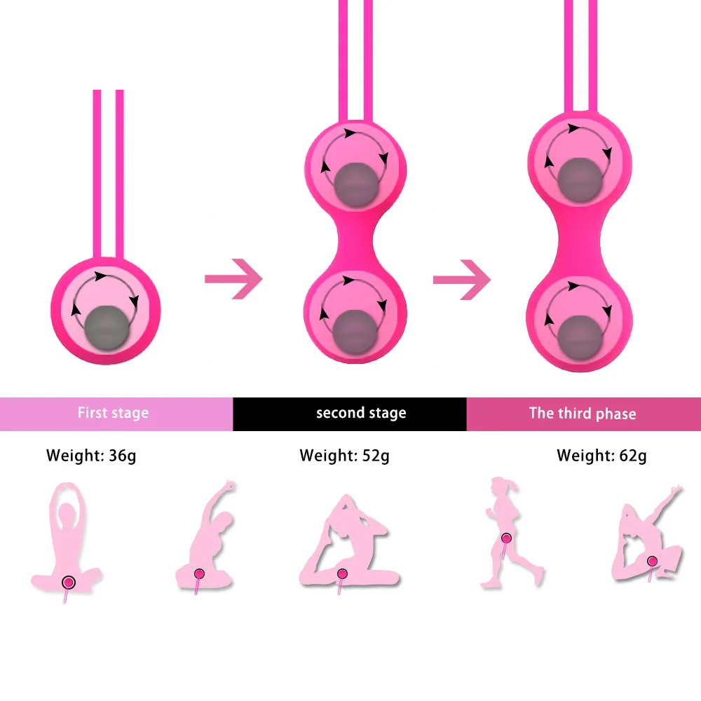 Bolas vaginales de silicona para mujeres, Juguetes sexuales, ejercitador Kegel, vibrador chino Ben wa, bolas Geisha, juguetes anales sexuales