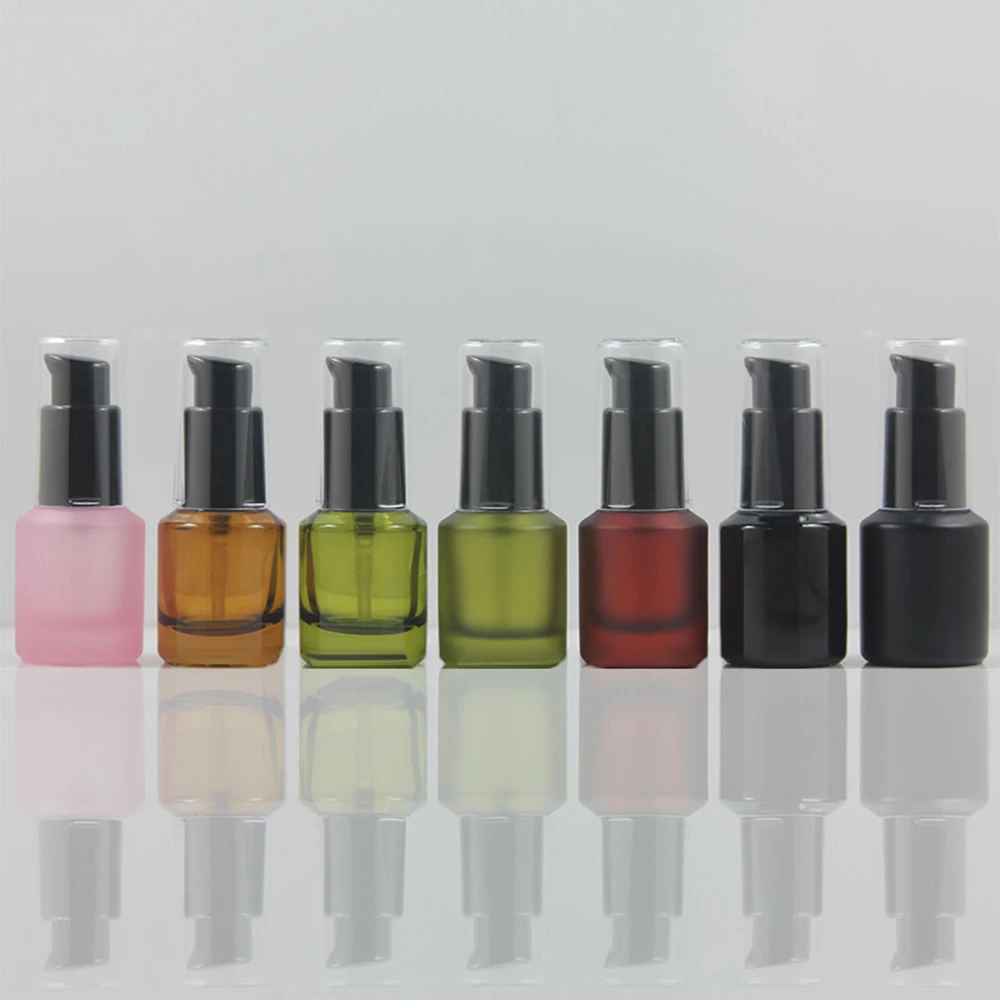 

Matte Red/Pink/Green/Black/Amber 15ml Small Glass Travel Lotion Bottle