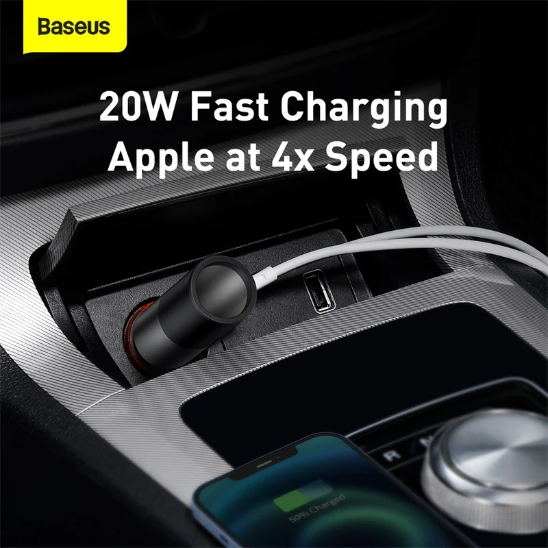 Baseus 120W USB Car Charger QC 4.0 PD 3.0 Car Cigarette Lighter Fast Charging Car Charger For iPhone 14 13 Pro Xiaomi POCO