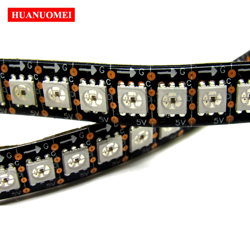 1M 144LEDs/m APA107 LED Strip Light,5V 144Pixels/m with APA107 IC built-in the 5050 SMD RGB LED Tape;Black PCB,Waterproof IP65