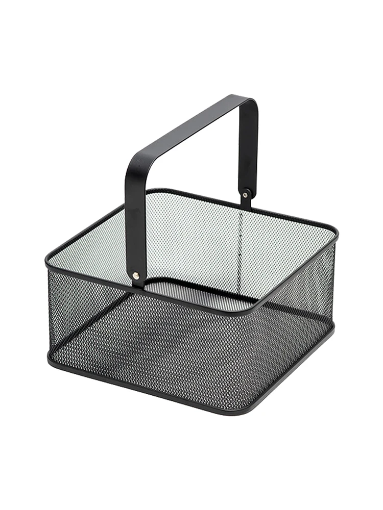 Modern Open Mesh Steel Storage Basket Multipurpose Cabinet Storage Organizer With Handle