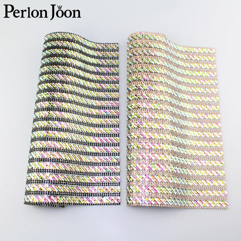 1 Pz 24*40 cm Phantom Color Shine AB Panno di Vetro di Cristallo Pasta Posteriore Hot Fix Colla Strass FAI DA TE Ferro Sul Patch Applique TR110