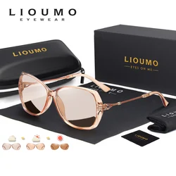 LIOUMO Luxury Diamond Frame Photochromic Polarized Sunglasses Women Fashion Travel Oversized Glasses UV400 Eyewear oculos de sol