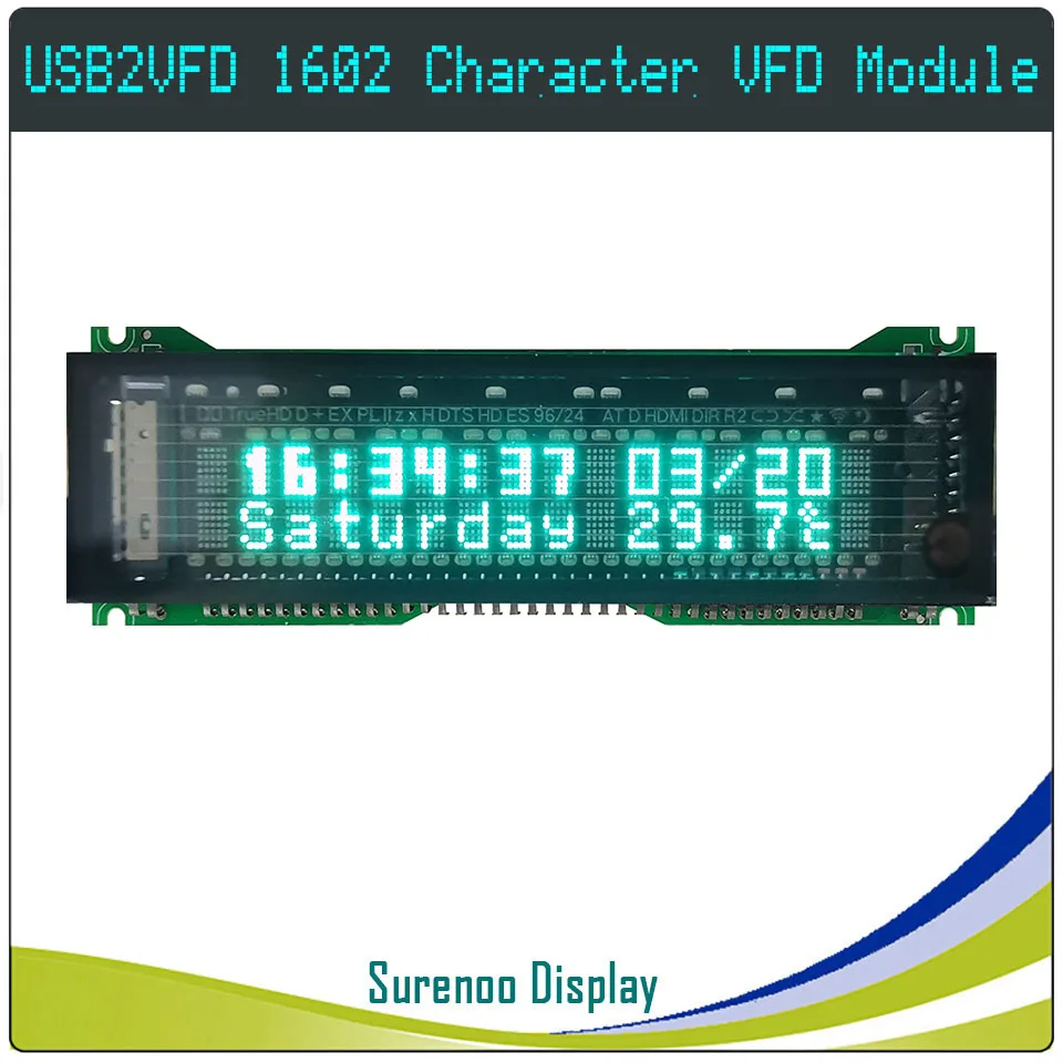 LCD2USB 1602 16X2 162 USB VFD Display LCD Module Screen Panel USB2LCD USB2VFD support AIDA64 for DIY PC