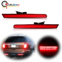 Gtinthebox 2x Super Bright European Style LH RH Red LED Bumper Reflectors Rear Brake Tail Fog Lights For 2011-2015 Ford Explorer