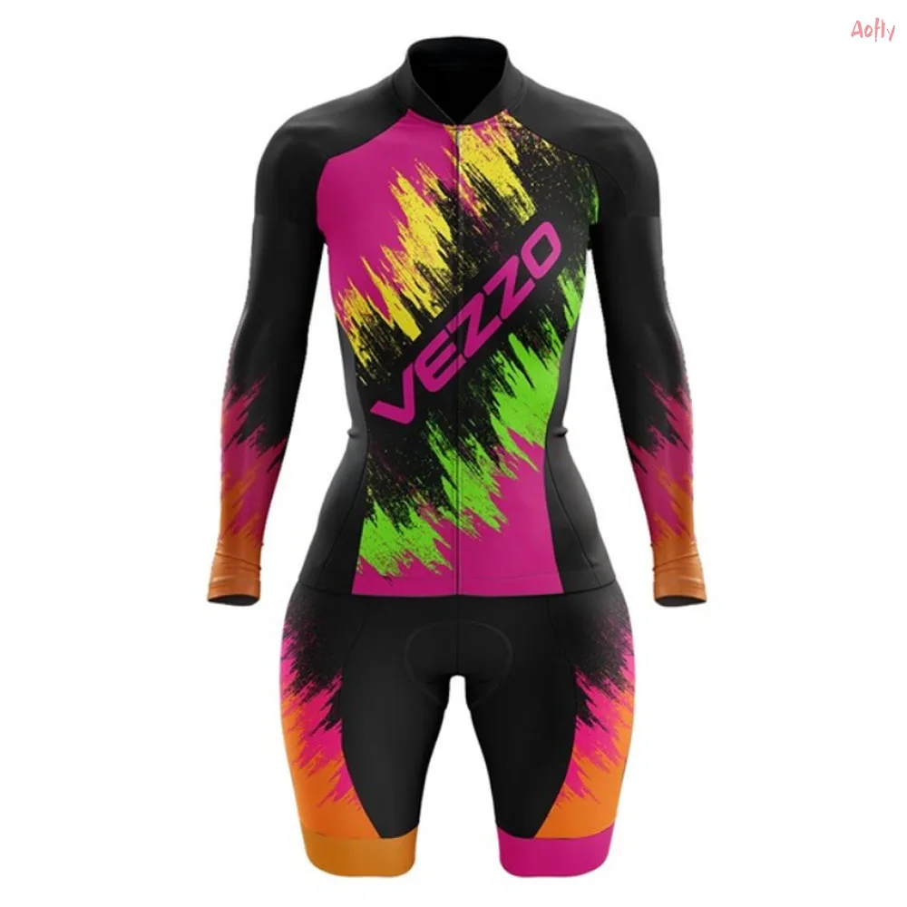 

2021 The New VEZZO Monkey Cycling Women's Clothing Short Jumpsuit Female Cyclist 9D Gel Summer Set Triathlon Skinsuit Jersey